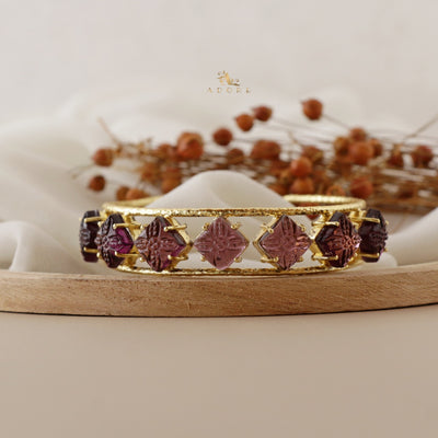 Adonai Textured Carved 7 Diamond Bangle