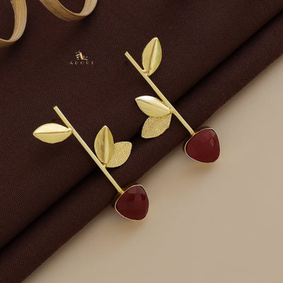 Glossy Milva Leafy Stem Earring