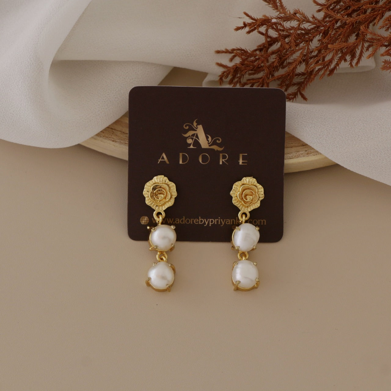 Golden Rose Baroque Earring