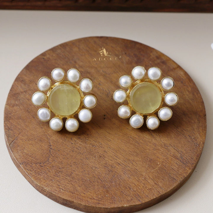 Pearly Chakra Raw Stone Earring