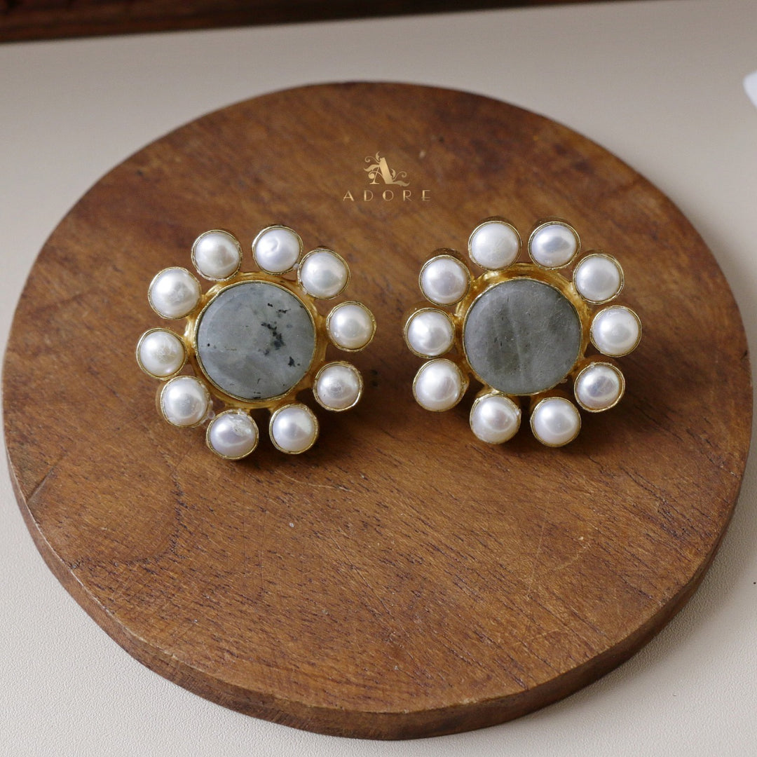 Pearly Chakra Raw Stone Earring