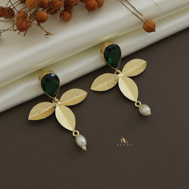 Shriya Glossy Drop 3 Fold Leaf Earring