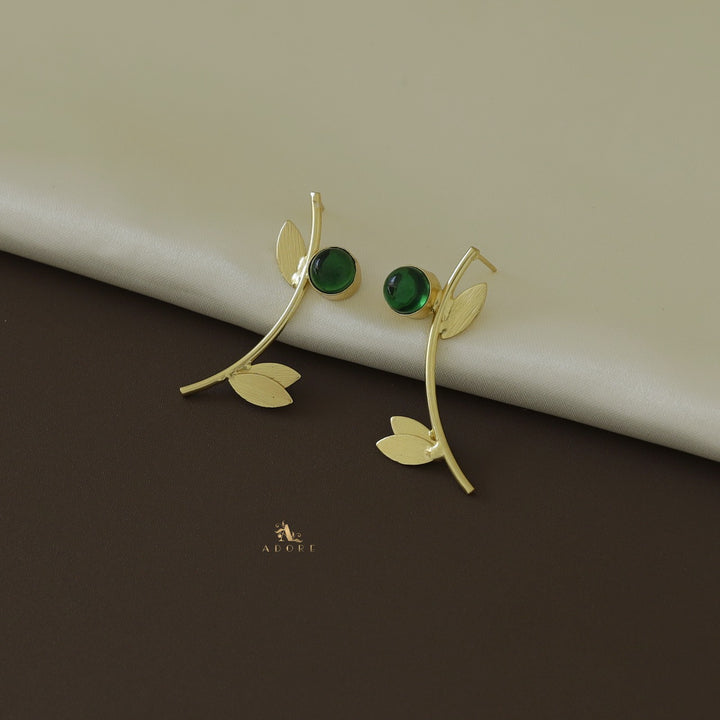 Golden Leafy Acer Glossy Earring