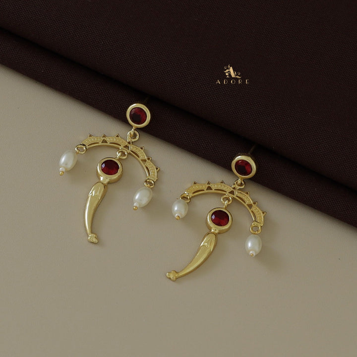 Golden Pearl Drop Tusk Earring