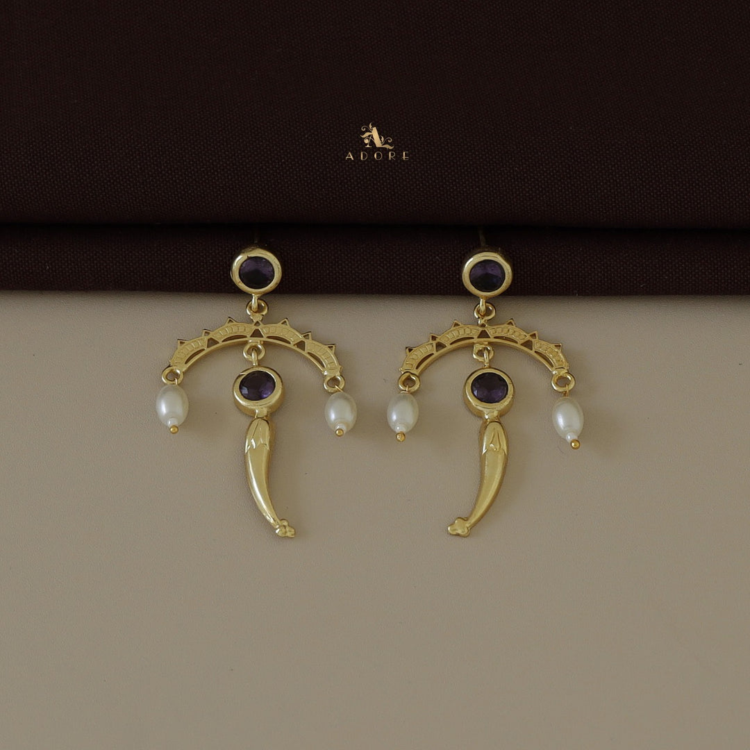 Golden Pearl Drop Tusk Earring