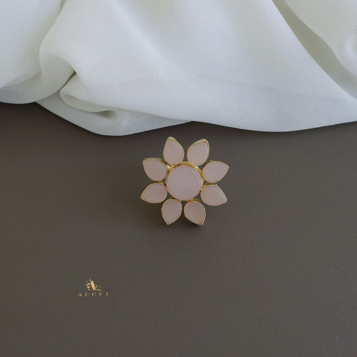 8 Petal Raw Stone Ring (Colour Option)