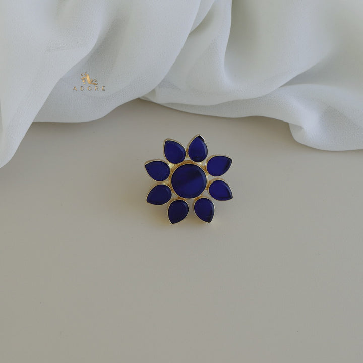 8 Petal Raw Stone Ring (Colour Option)