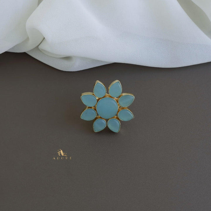 8 Petal Raw Stone Ring (Colour Option)