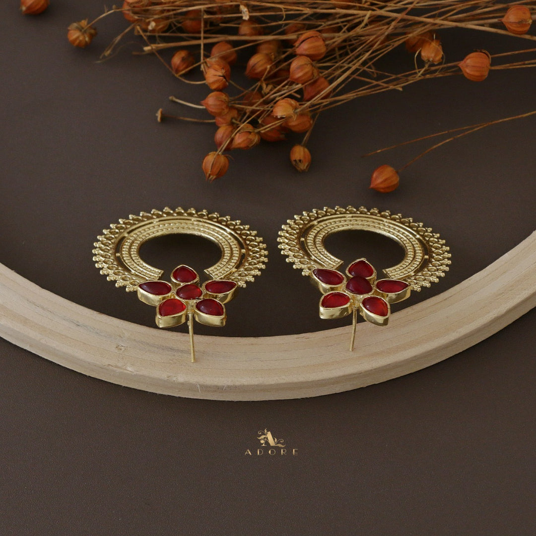 Golden Geona Hoop Flower Earring