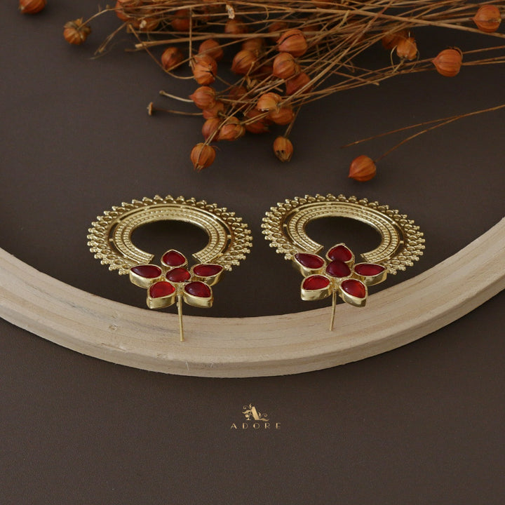 Golden Geona Hoop Flower Earring