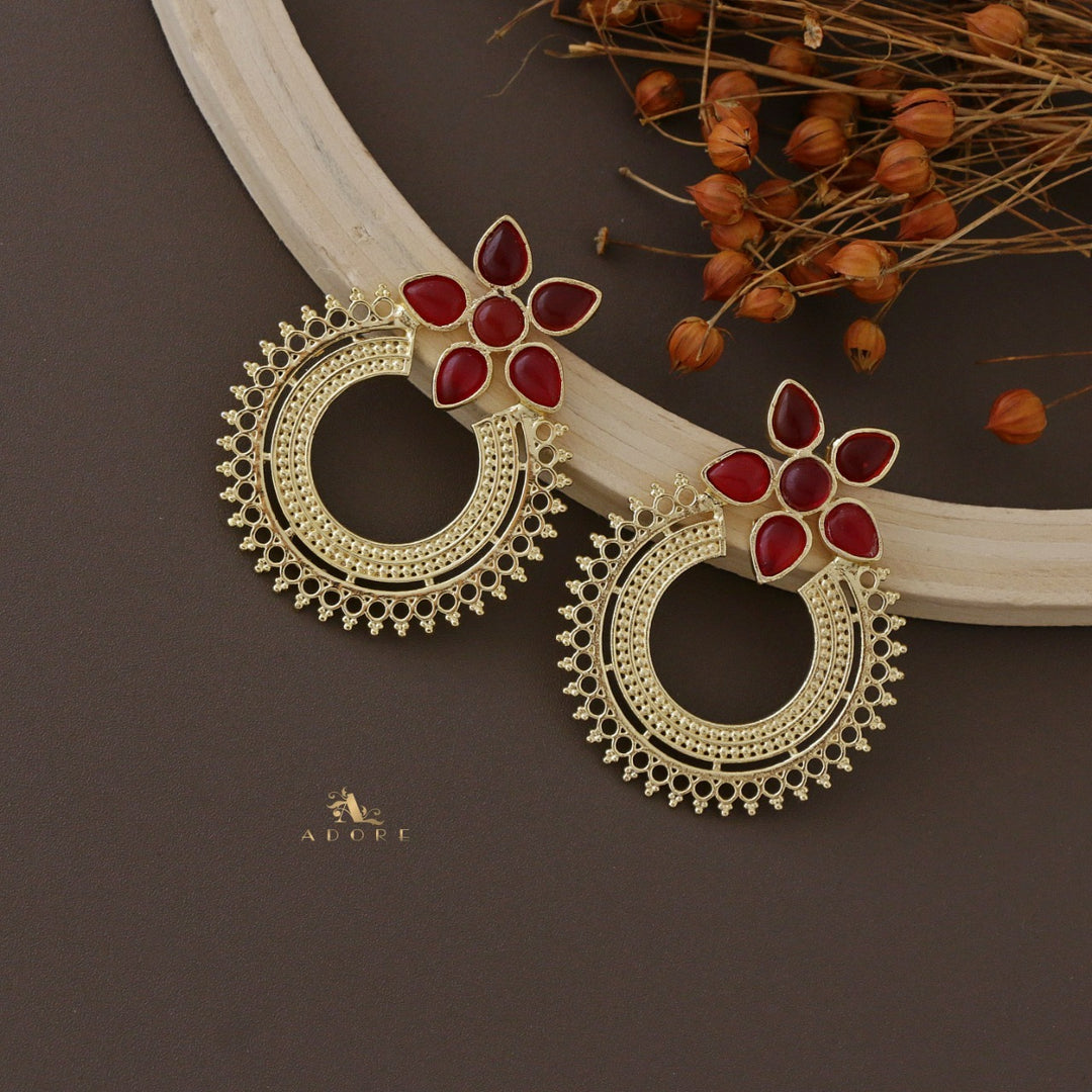 Golden Geona Hoop Flower Earring