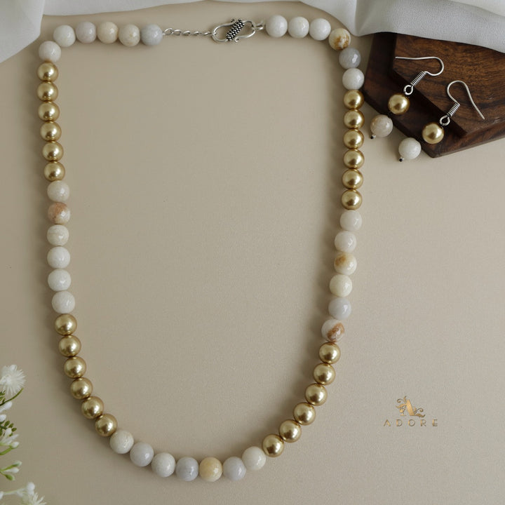 Orbia Pearl Single Layer Neckpiece With Earring