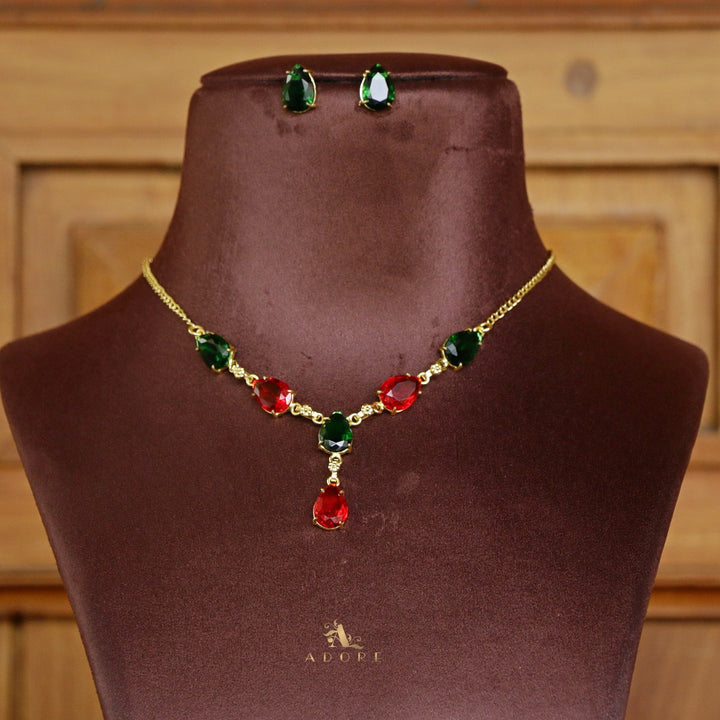 Adalia Glossy Stone Neckpiece with Stud