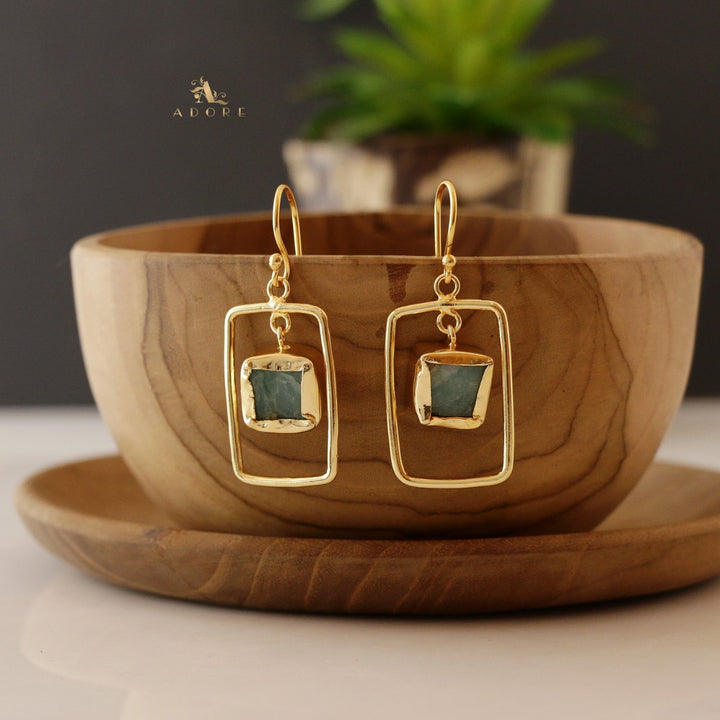 Kelly Golden Rectangle Raw Stone Drop