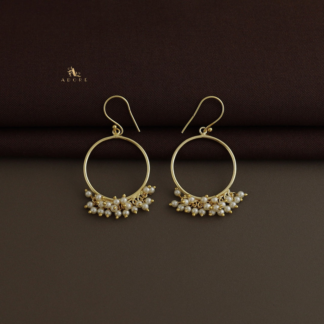 Golden Olva Circle Pearl Drop