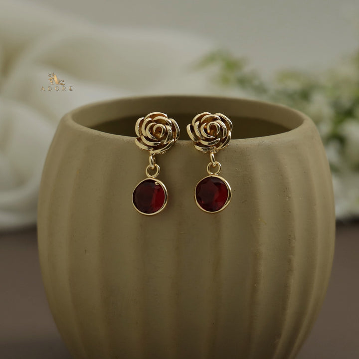 ROSETTE ROUND GLOSSY EARRING