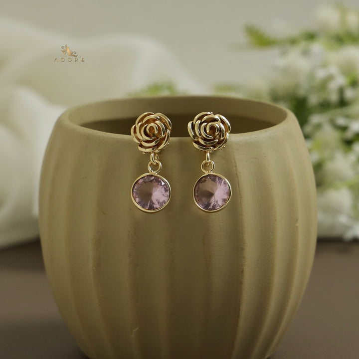 ROSETTE ROUND GLOSSY EARRING
