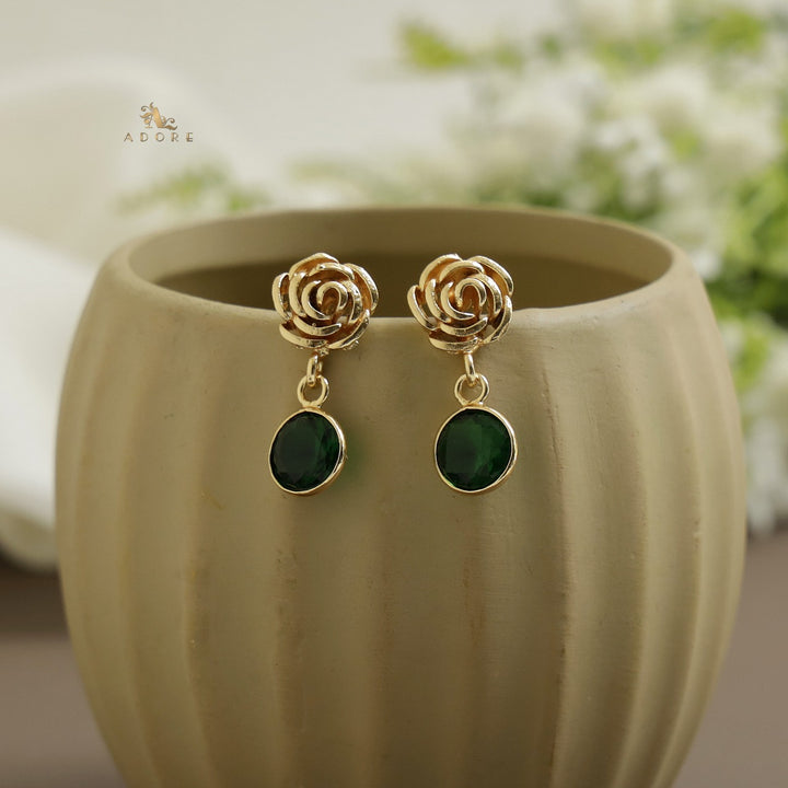 ROSETTE ROUND GLOSSY EARRING