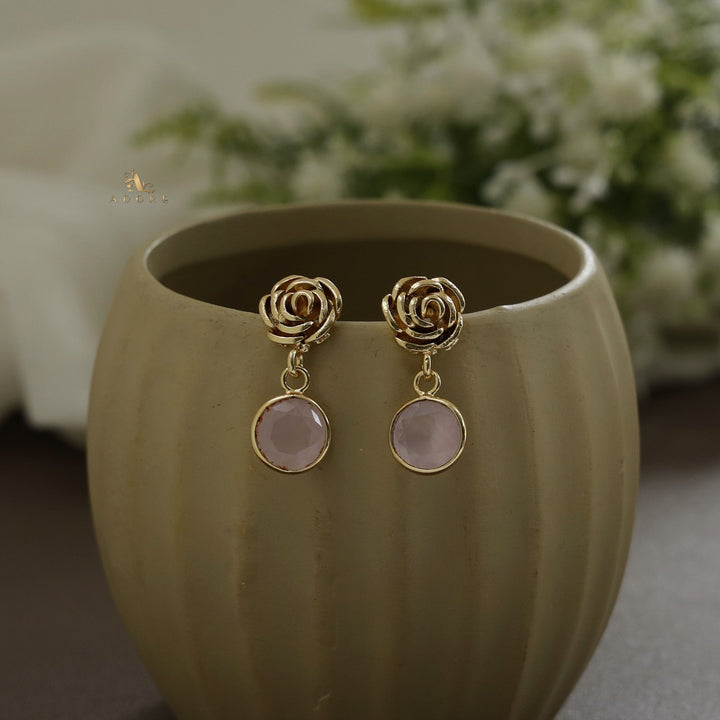 ROSETTE ROUND GLOSSY EARRING