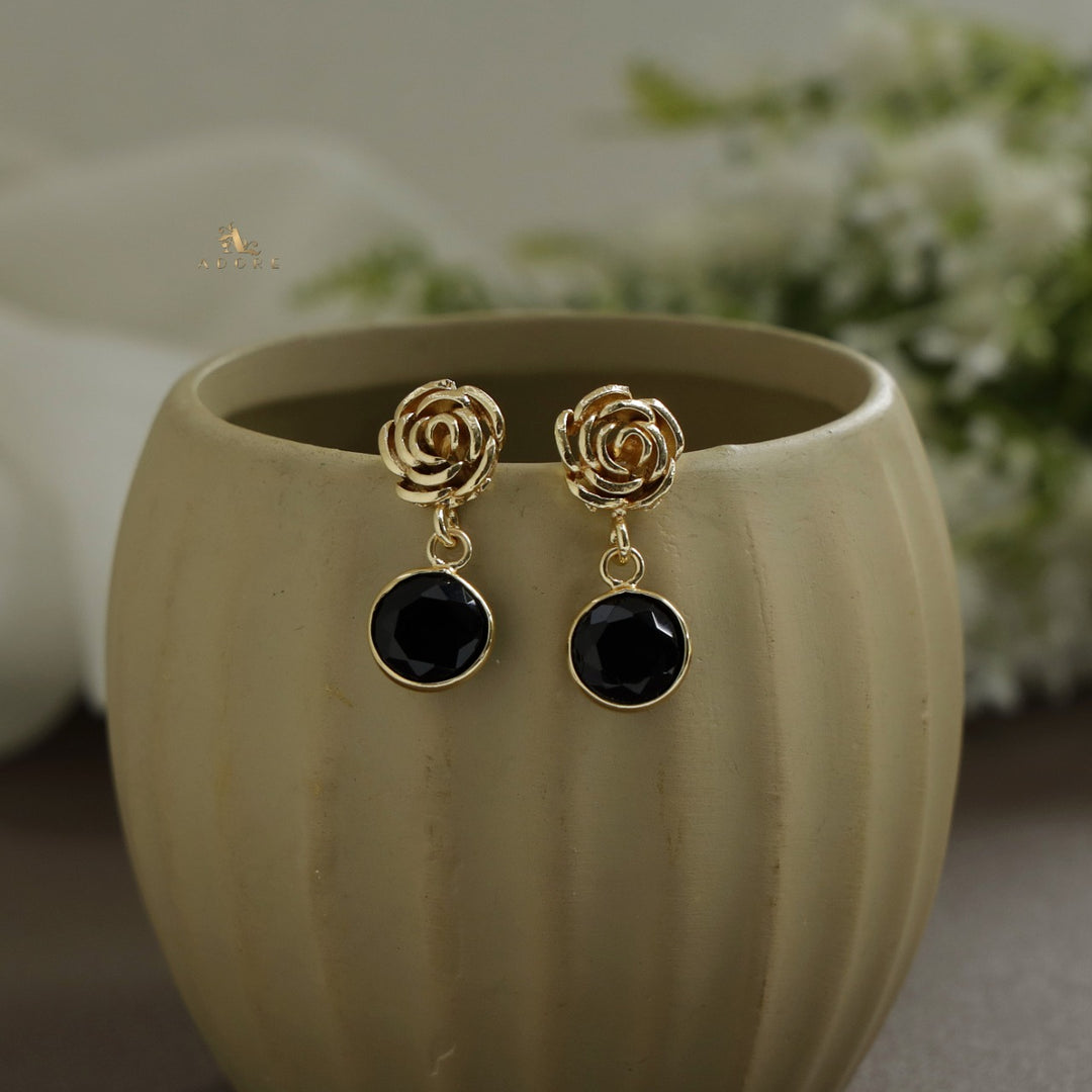 ROSETTE ROUND GLOSSY EARRING