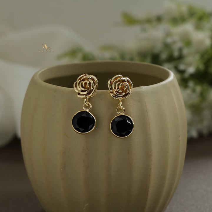 ROSETTE ROUND GLOSSY EARRING