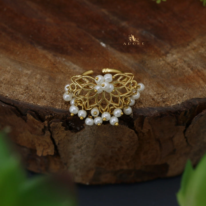 Dhana Golden Lotus Pearl Ring