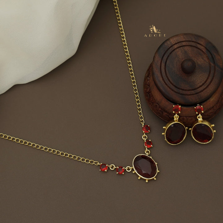 Glossy Mies Dotted Neckpiece With Earring