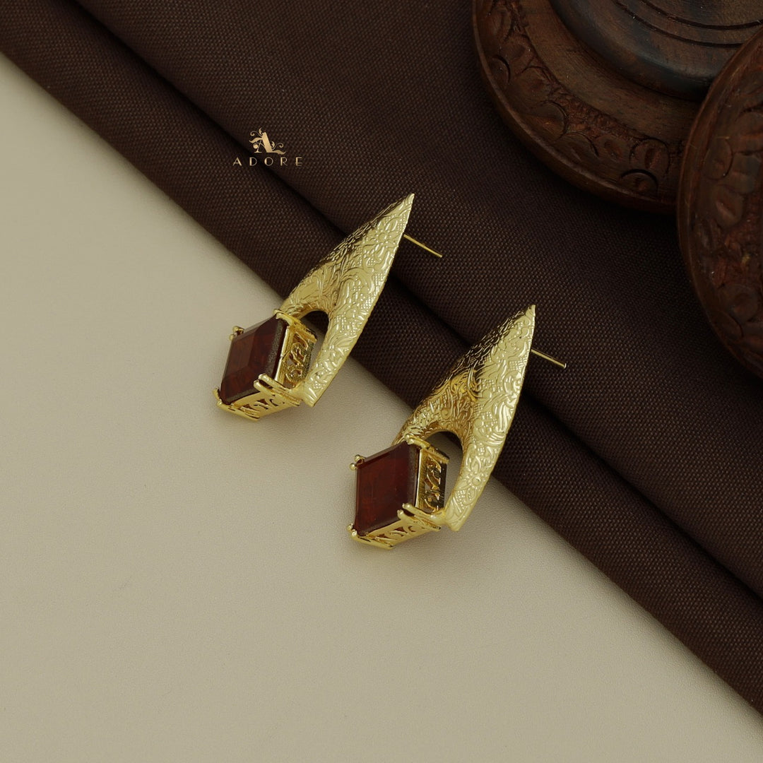 Golden Anchor Glossy Earring