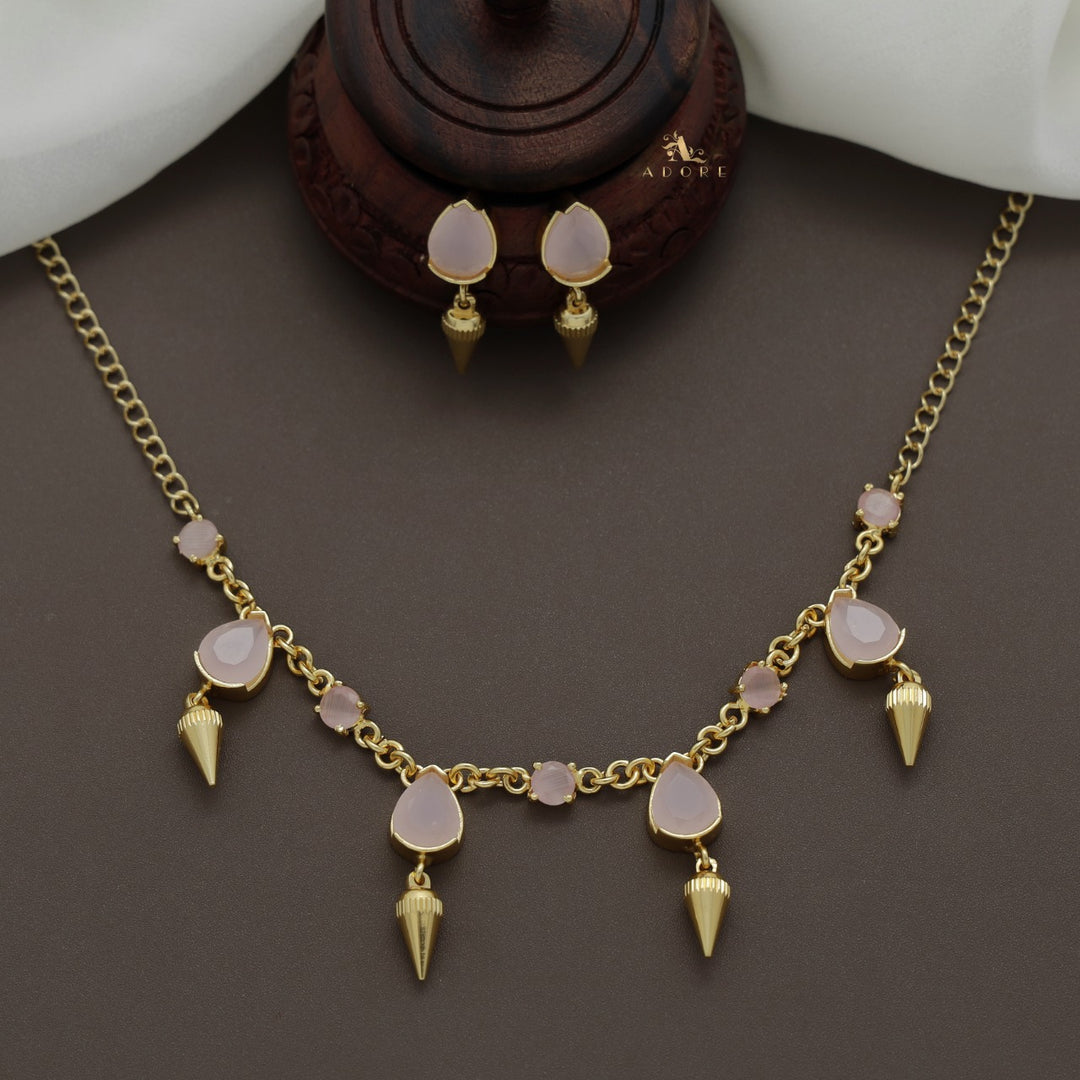 Golden Olivna Corn Drop Neckpiece With Earring