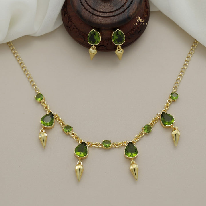 Golden Olivna Corn Drop Neckpiece With Earring