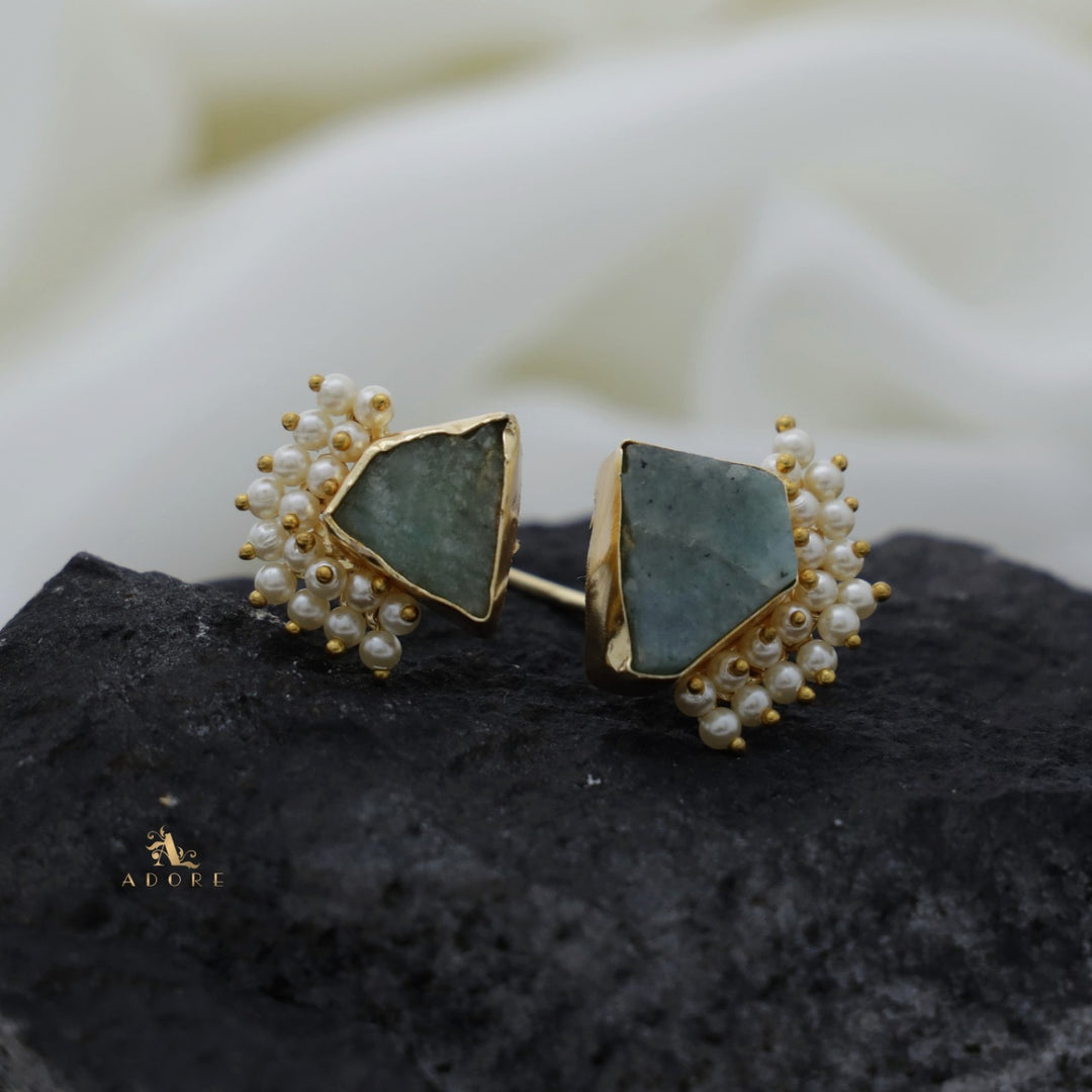 Heidi Raw Stone Cluster Pearl Ring