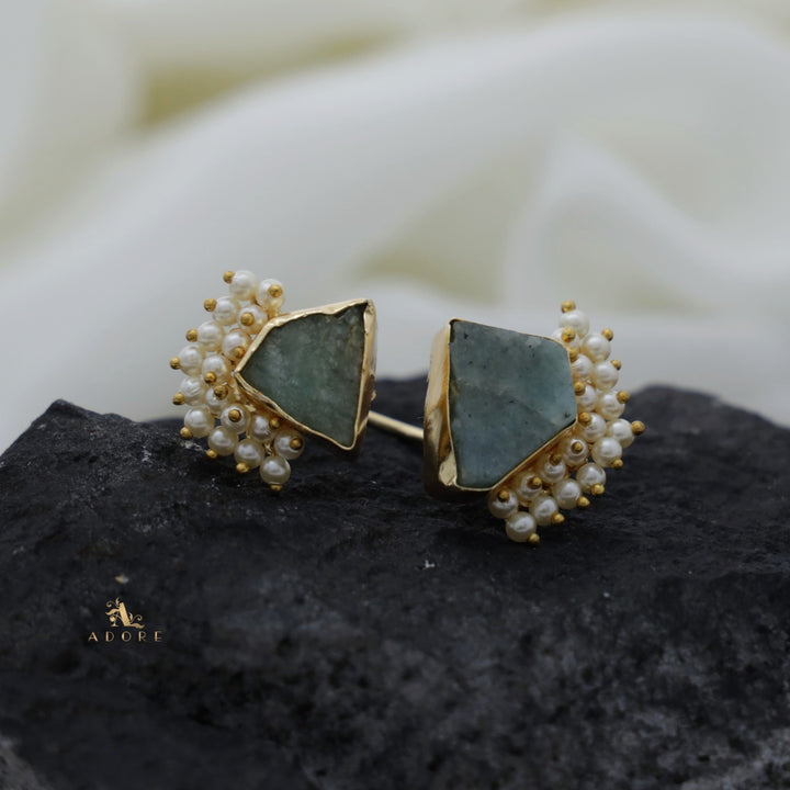 Heidi Raw Stone Cluster Pearl Ring