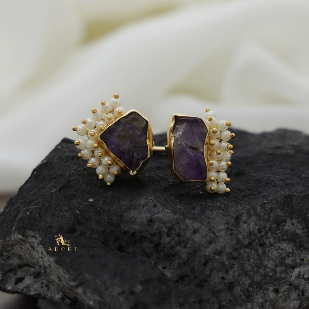 Heidi Raw Stone Cluster Pearl Ring