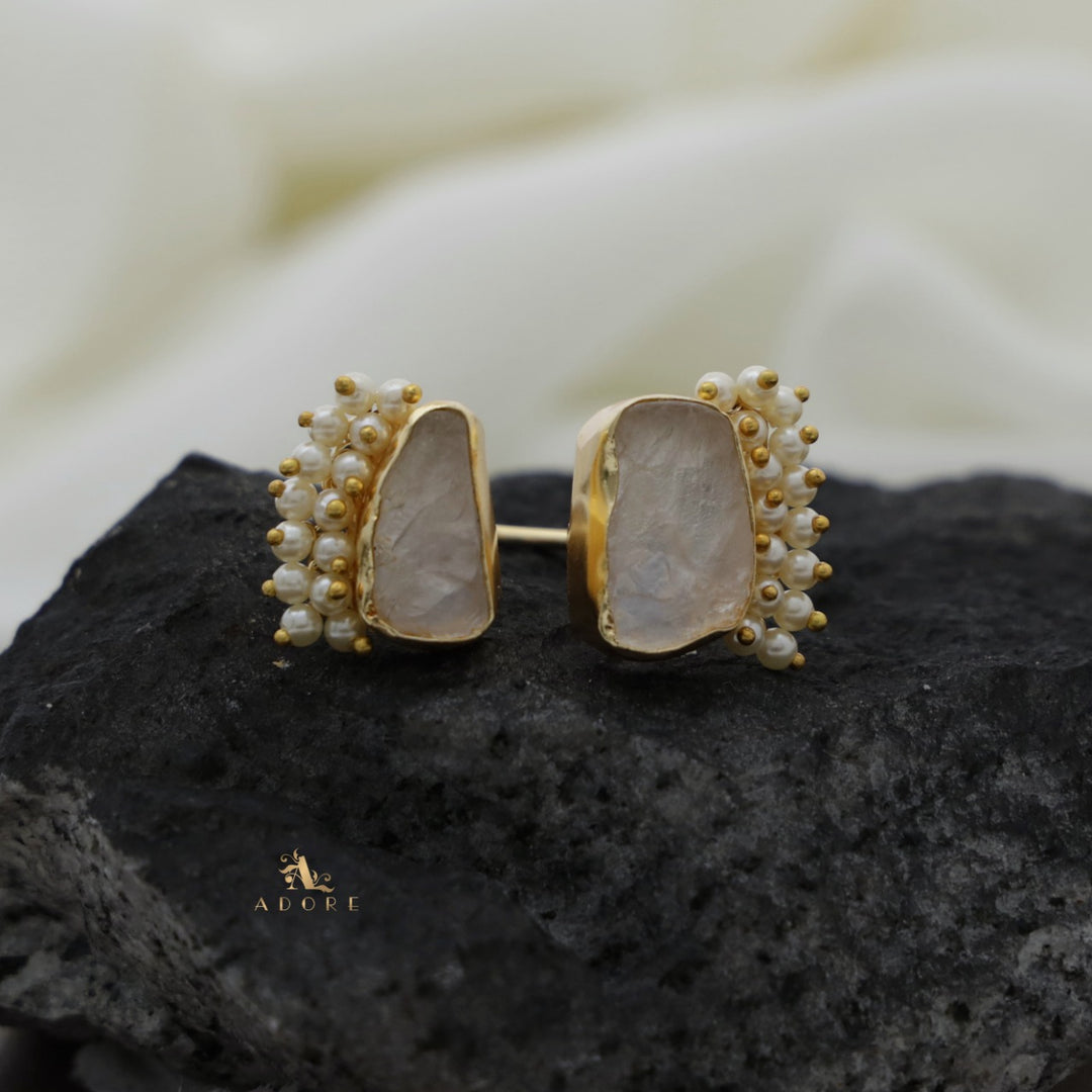 Heidi Raw Stone Cluster Pearl Ring
