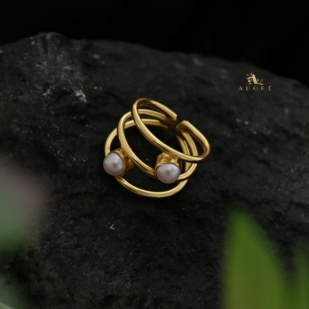 Thando Tri Hoop Pearl Ring