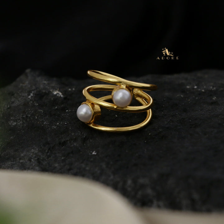 Thando Tri Hoop Pearl Ring