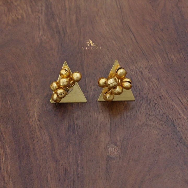 Golden Ghungroo Triangle Short Neckpiece With Earring