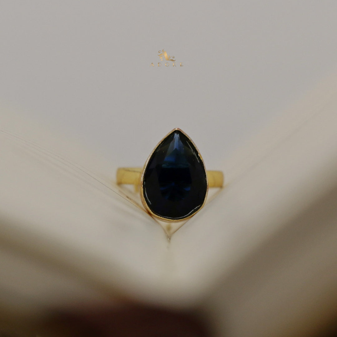 Golden Rainey Pear Glossy Drop Ring