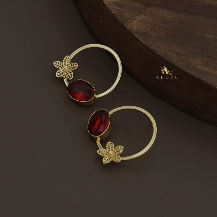 Golden Zola Hoop Flower Glossy   Earring