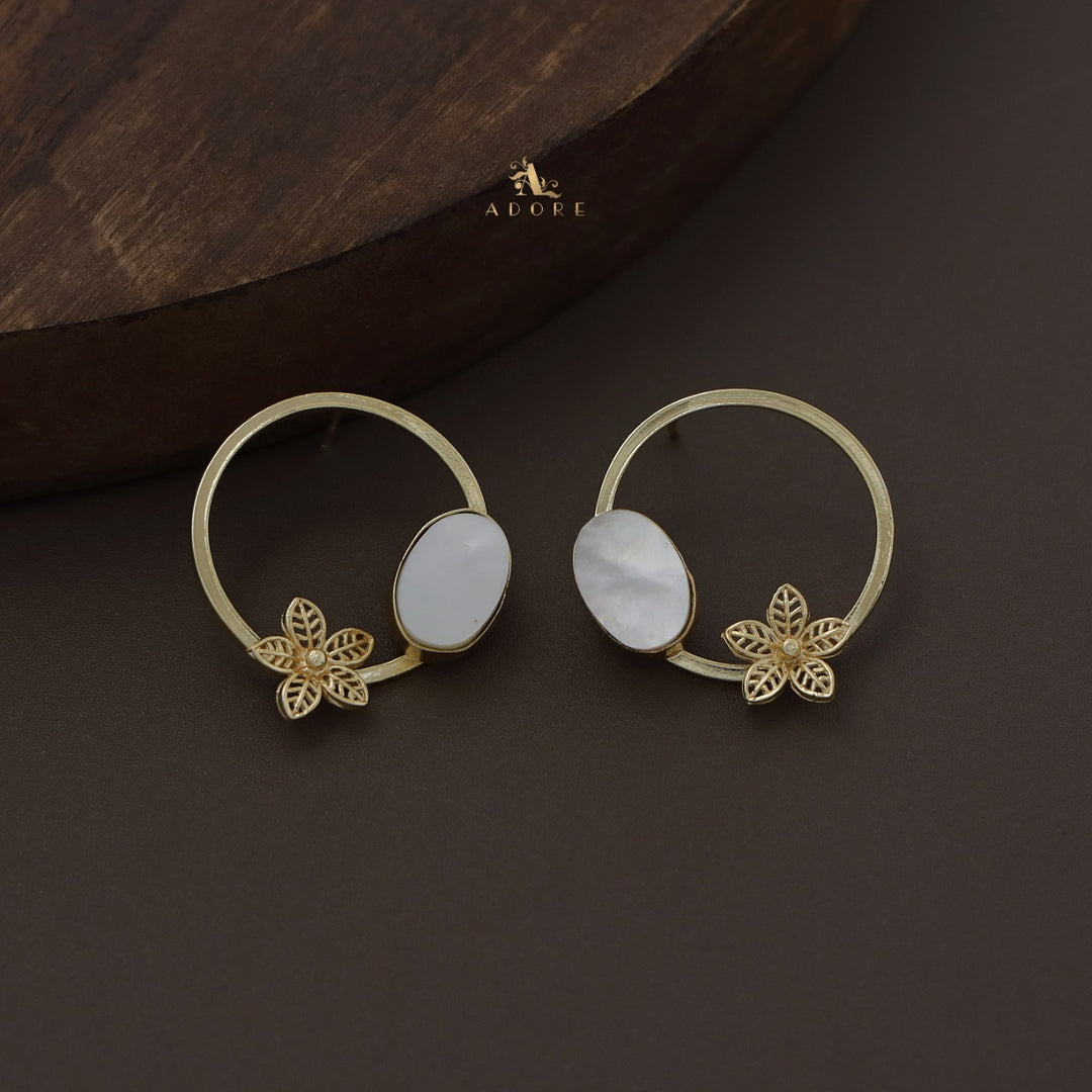 Golden Zola Hoop Flower Glossy   Earring