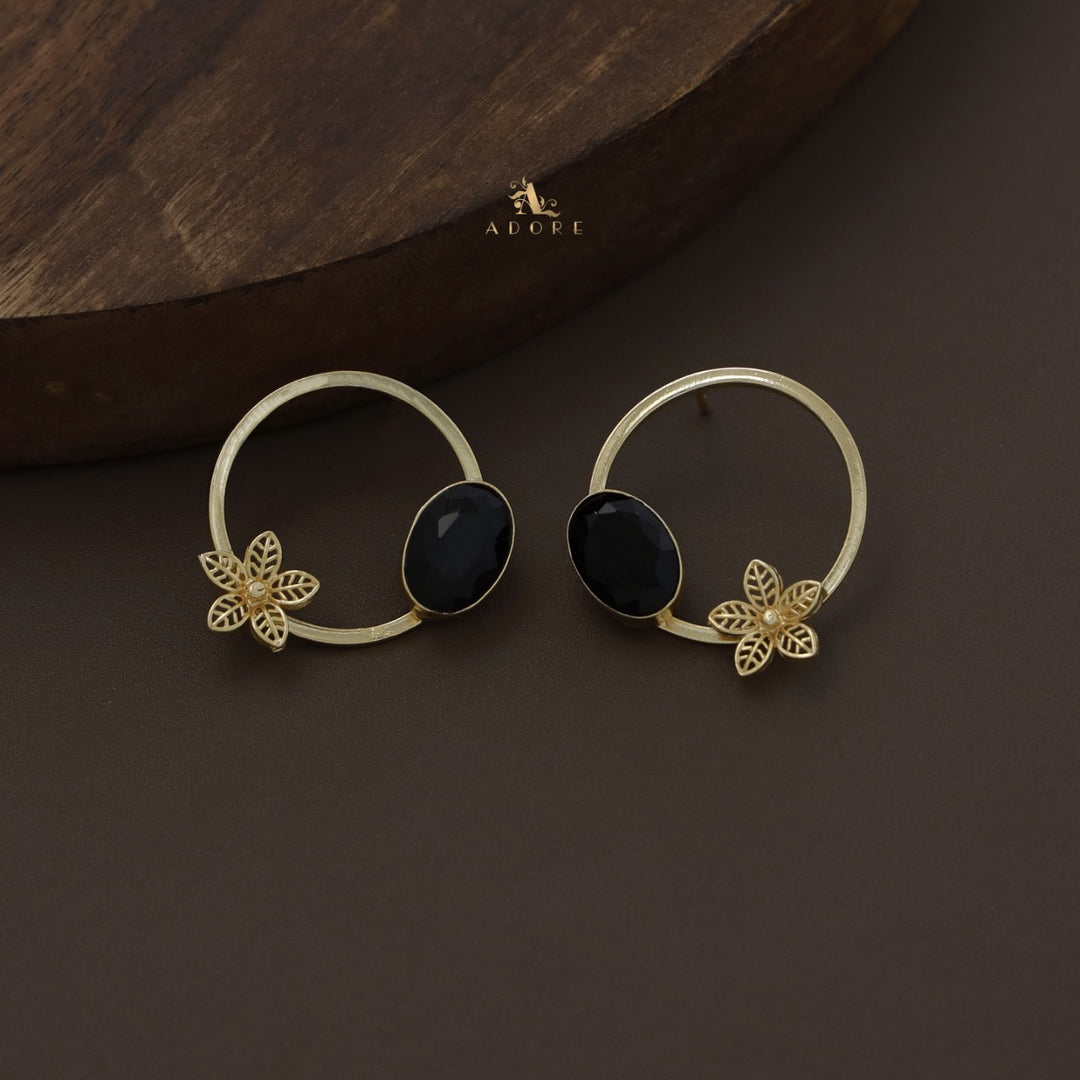 Golden Zola Hoop Flower Glossy   Earring