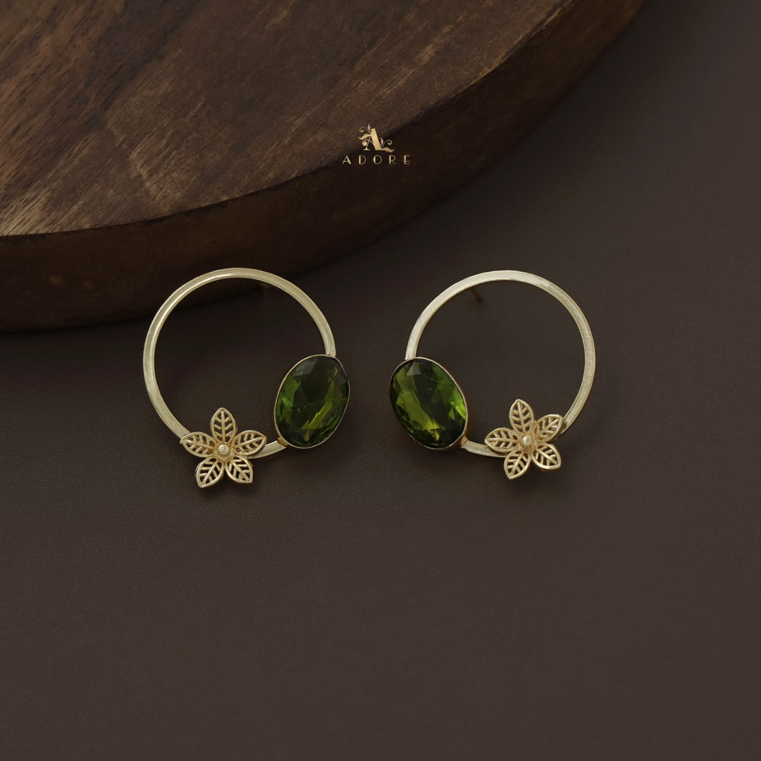 Golden Zola Hoop Flower Glossy   Earring