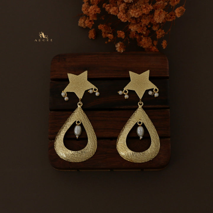 Golden Edita Star + Drop Pearl  Earring