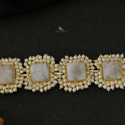 Full Pearl Square Choker With Earring