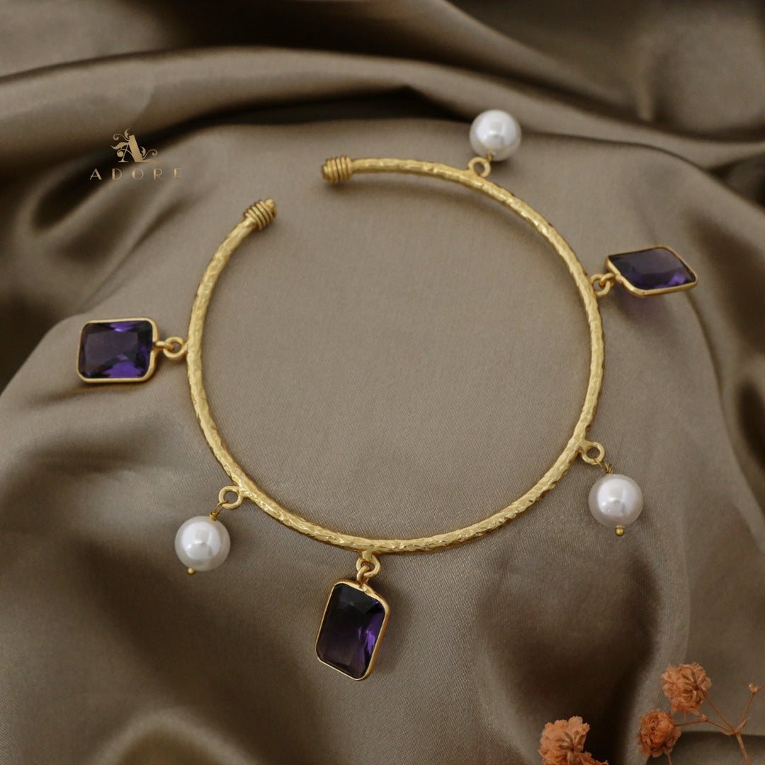 Textured Rabwa Rectangle Glossy Pearl Bangle