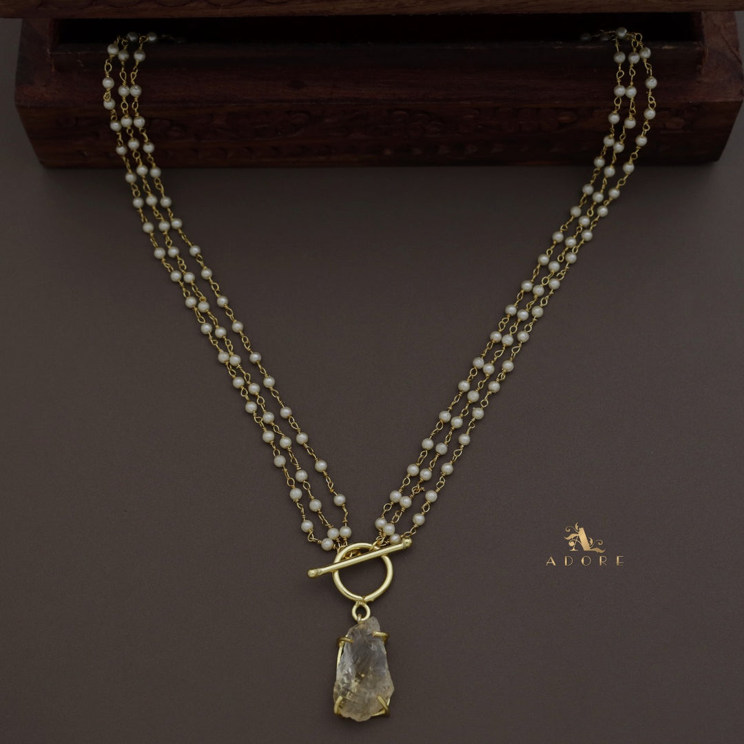Carly Ring Raw Stone Pearl Neckpiece