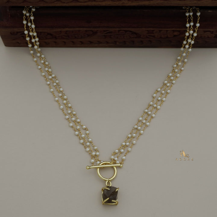 Carly Ring Raw Stone Pearl Neckpiece