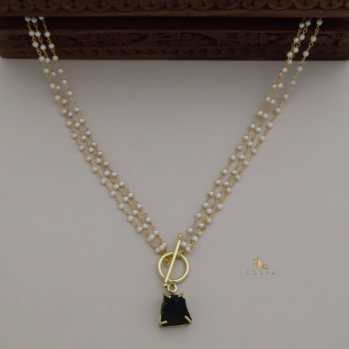 Carly Ring Raw Stone Pearl Neckpiece