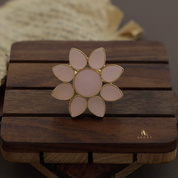 8 Petal Raw Stone Ring (Colour Option)