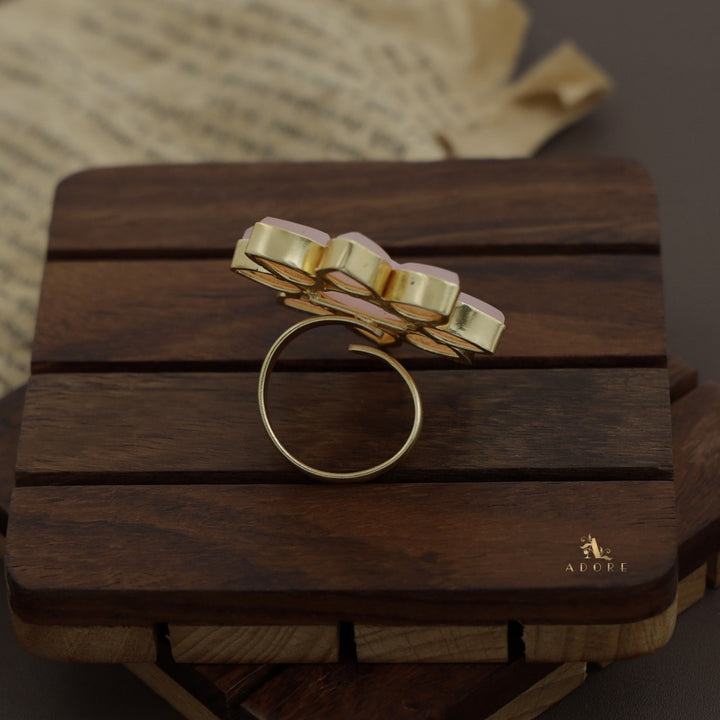 8 Petal Raw Stone Ring (Colour Option)